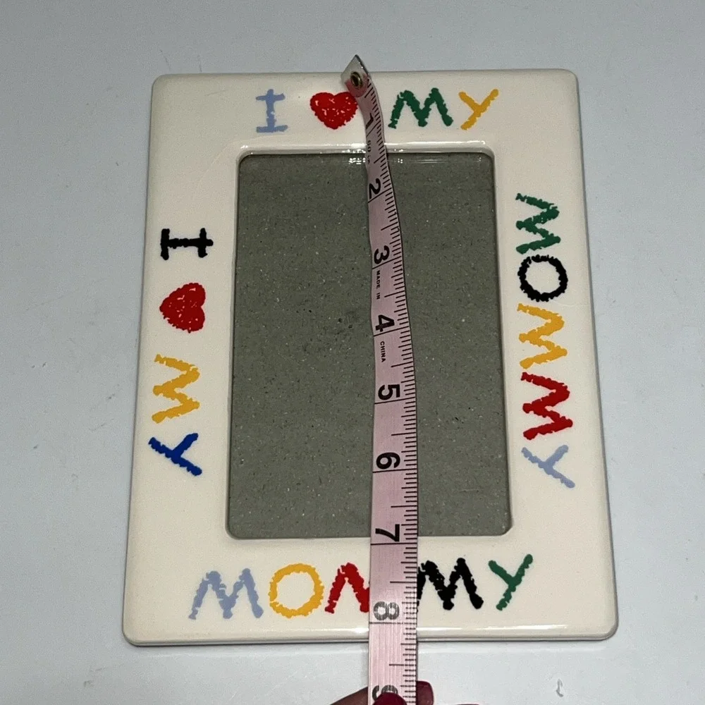 Vintage 90's I Love My Mom Ceramic Picture Frame 5x7 Retro Decor Crayon Style